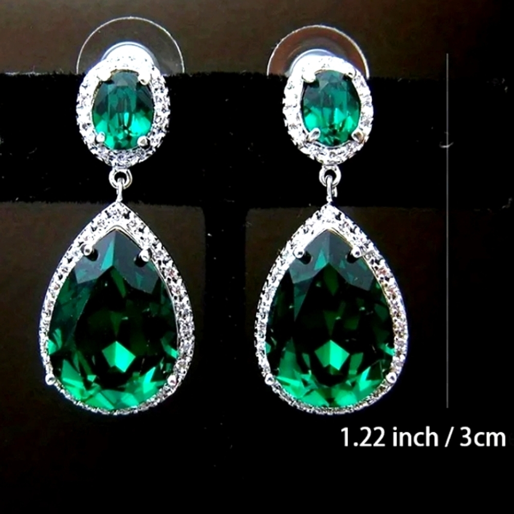 S925 “Emerald Isle" Green Evening Dangling Earrings